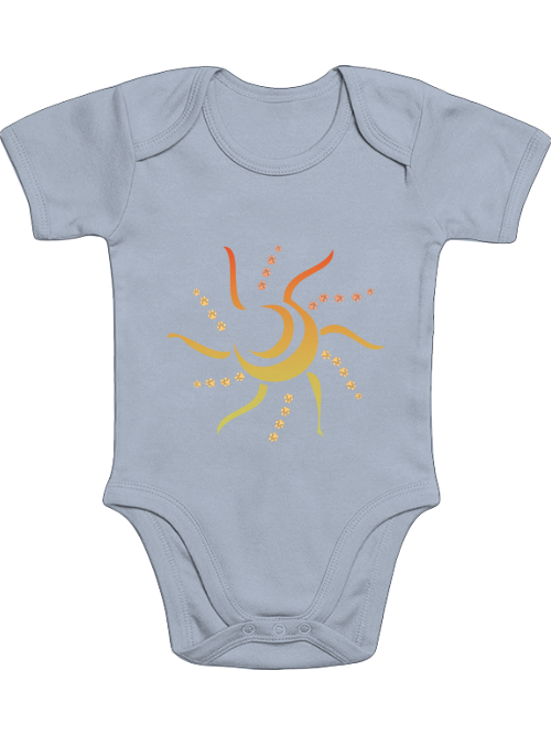 Baby Body Baumwolle Sonne hellblauer Kurzarm-Babybody mit sonnigem Motiv von Milkis Way