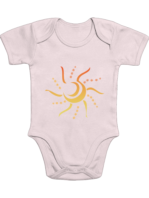Baby Body Baumwolle Sonne in Hellrosa mit Sonnenmotiv und kurzen Ärmeln von Milki´s Way