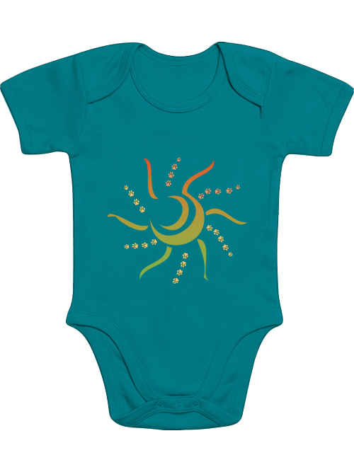 Milki´s Way Baby Body Baumwolle Sonne in Grün mit sonnigem Motiv für Babys