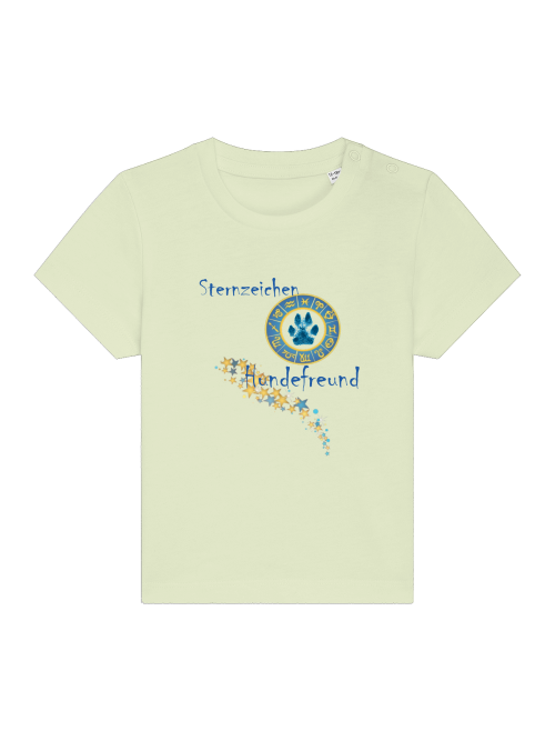 Baby T-Shirt Bio-Baumwolle Hundemotiv mit Sternzeichen und Hundeprint in gelb