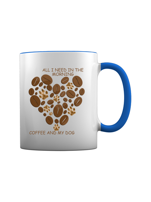 Milki´s Way Becher für Hundefreunde mit Spruch Herz aus Kaffeebohnen und Text auf weißem Tassenkörper