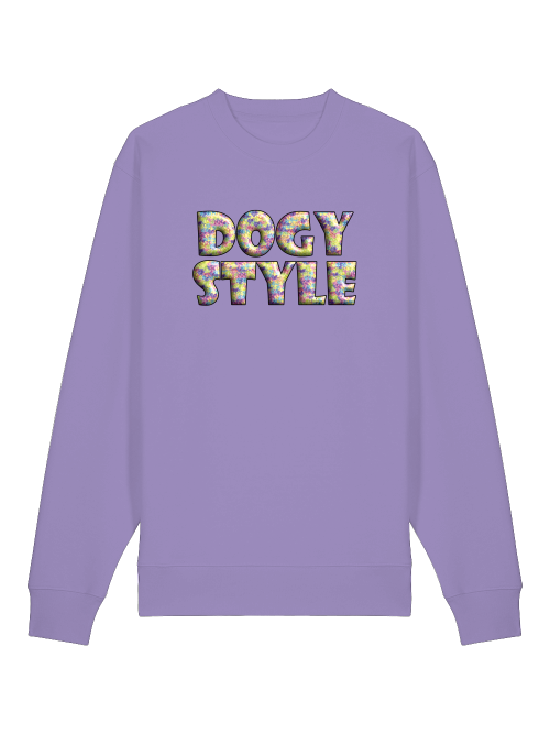 Lila Milkis Way Sweatshirt mit Dogy Style Print bequemer Hundeliebhaber Sweater Geschenk