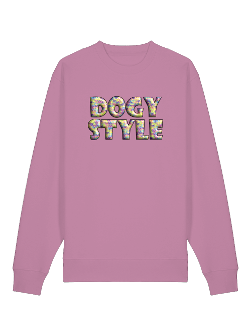 Milkis Way rosa Sweatshirt mit buntem Doggy Style Aufdruck bequemer Hundeliebhaber Sweater Geschenk