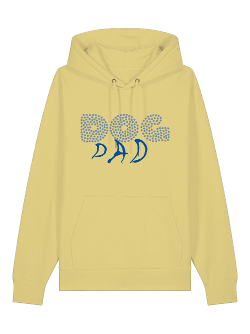 Milkis Way gelber Hoodie mit Dog Dad Print aus Bio-Baumwolle