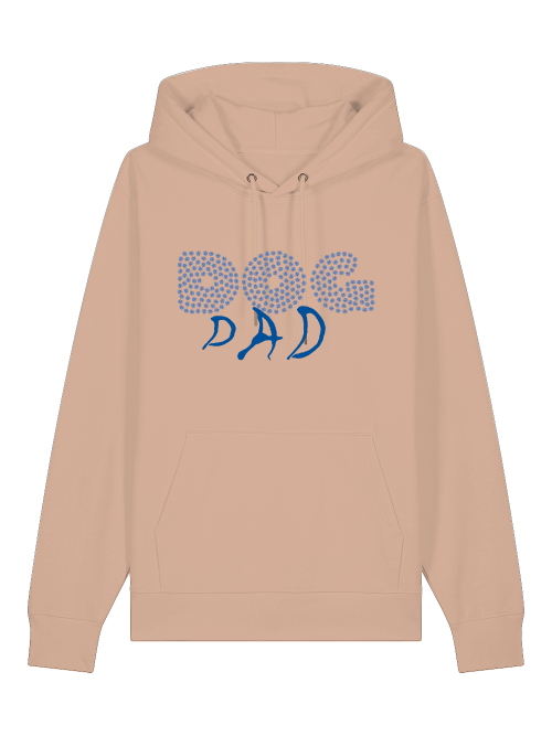 Milkis Way Bio-Baumwolle Hoodie beige mit Dog Dad Schriftzug in blau