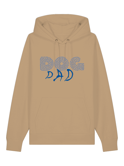 Milkis Way Hoodie in Beige mit Dog Dad Aufschrift aus Bio-Baumwolle