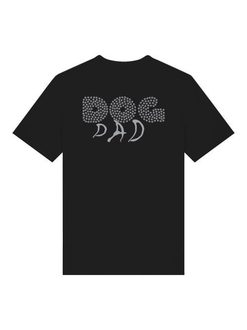 Schwarzes Bio Baumwolle Hund Shirt mit Dog Dad Print von Milkis Way für Hundeliebhaber