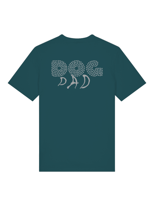 Milkis Way Bio Baumwolle Hund Shirt in Dunkelgrün mit Dog Dad Aufdruck auf der Rückseite