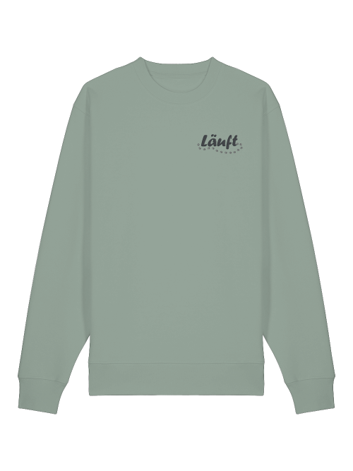 Bio-Baumwolle Sweatshirt für Hundeliebhaber in grün mit Läuft Schriftzug von Milkis Way