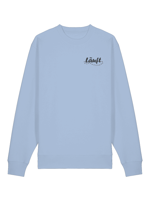 Hellblaues Bio-Baumwolle Sweatshirt für Hundeliebhaber mit Aufdruck Läuft von Milkis Way