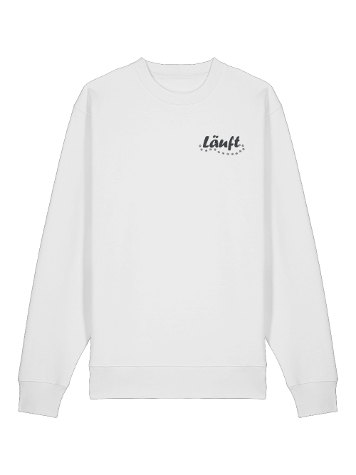 Weißes Bio-Baumwolle Sweatshirt für Hundeliebhaber von Milkis Way mit Läuft Schriftzug