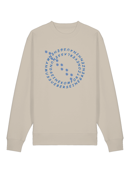 Milkis Way Bio Baumwolle Sweatshirt Hundeliebhaber in beige mit blauem Pfoten- und Schriftmotiv