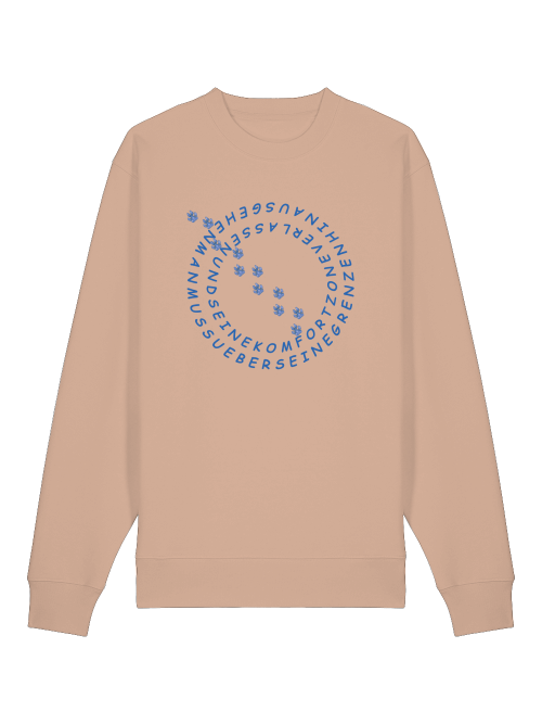 Milkis Way Bio Baumwolle Sweatshirt Hundeliebhaber in Beige mit blauem Pfoten- und Schriftzugdesign