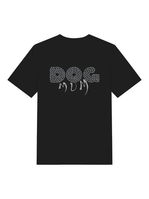 Milkis Way Bio Baumwolle T-Shirt Hundemama in Schwarz mit Dog Mum Print auf der Rückseite