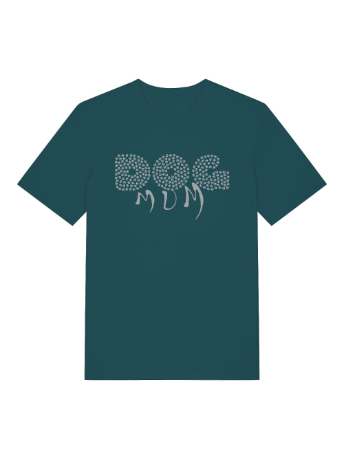 Milkis Way Bio Baumwolle T-Shirt Hundemama in Dunkelgrün mit Dog Mum Schriftzug