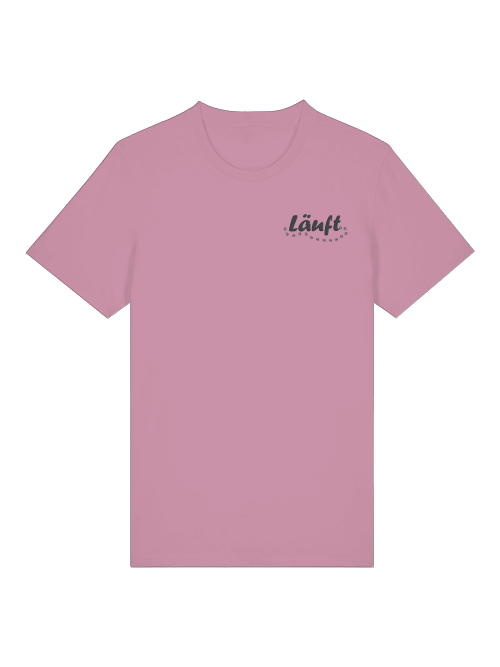 Bio Baumwollshirt mit Hundepfote in Rosa von Milkis Way mit Aufdruck Läuft auf der Brust