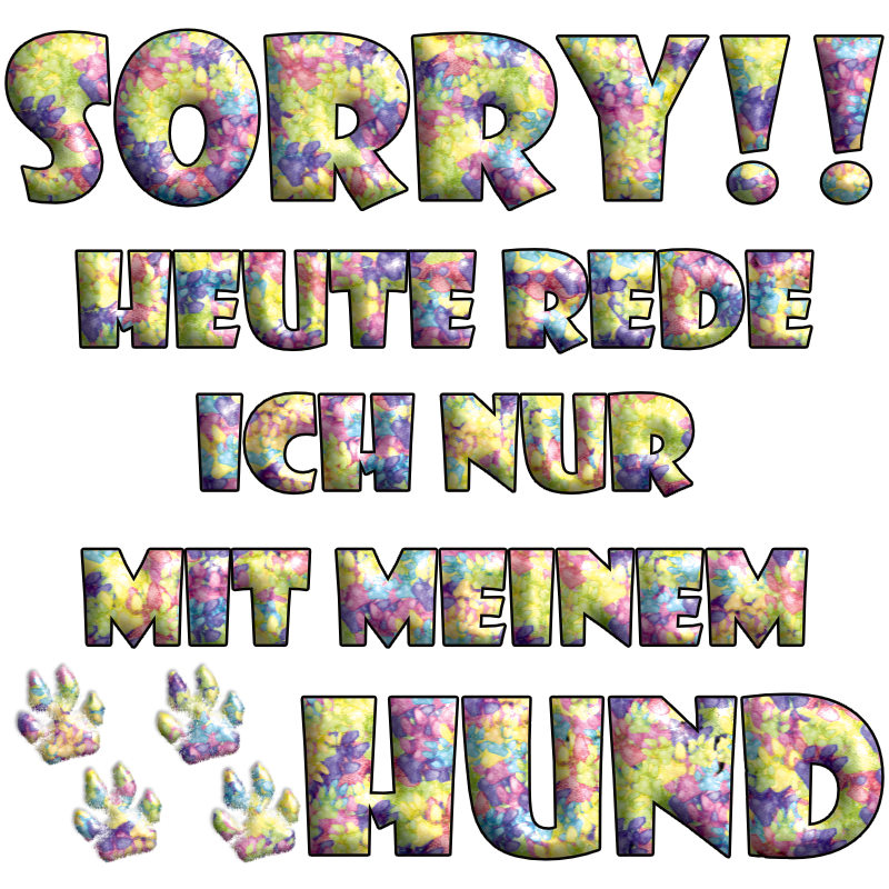 Bunter Hoodie für Hundeliebhaber mit farbenfrohem Sorry Schriftzug und Pfotenmotiv
