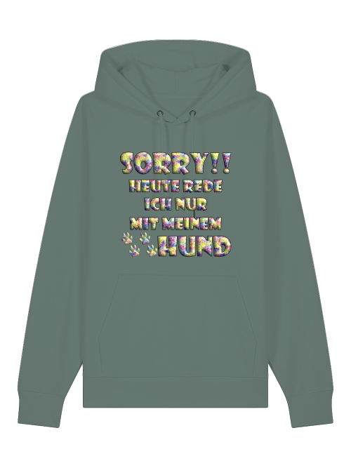 Bunter Hoodie für Hundeliebhaber von Milkis Way mit lustigem Hundespruch in mehrfarbiger Schrift