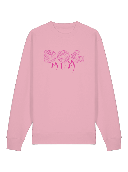 Rosa Dog Mum Sweatshirt Bio-Baumwolle von Milkis Way mit Hundemotiv und rundem Ausschnitt