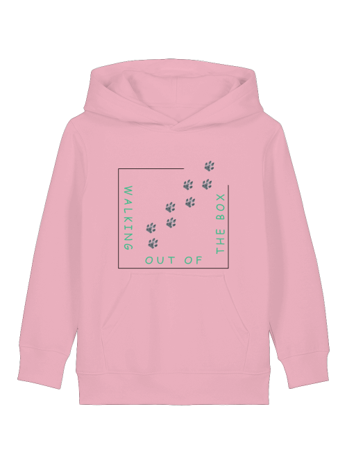 Kinder Hoodie mit Hundepfote in rosa Farbe von Milkis Way mit Pfotenprint und Kängurutasche