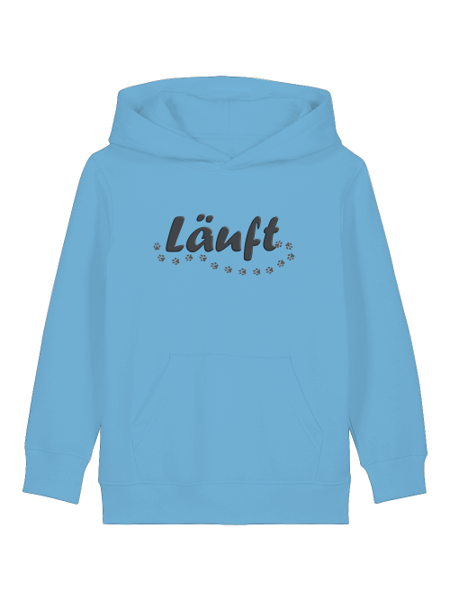Kinder Hoodie mit Hundepfoten in Hellblau von Milkis Way mit Läuft Print und Kapuze