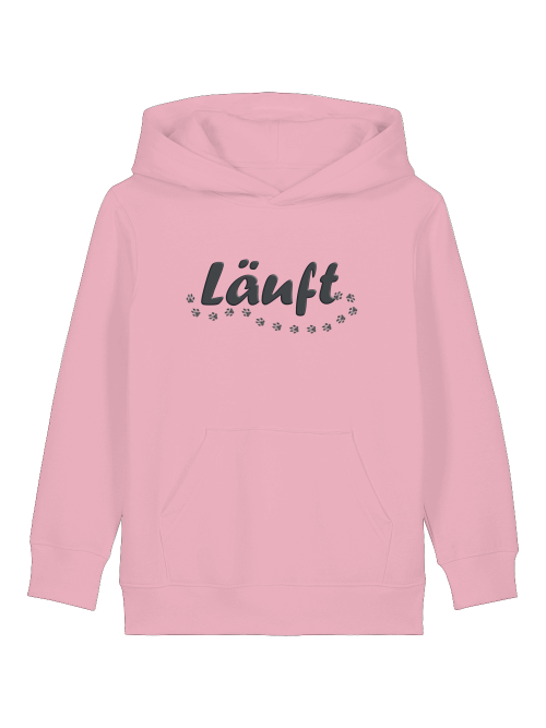 Kinder Hoodie mit Hundepfoten in Rosa von Milkis Way mit Läuft Schriftzug
