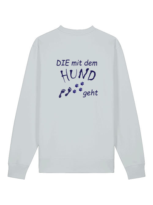 Weißes Sweatshirt mit Hundemotiv für Frauen von Milkis Way mit schriftlichem Aufdruck und Pfotenprint