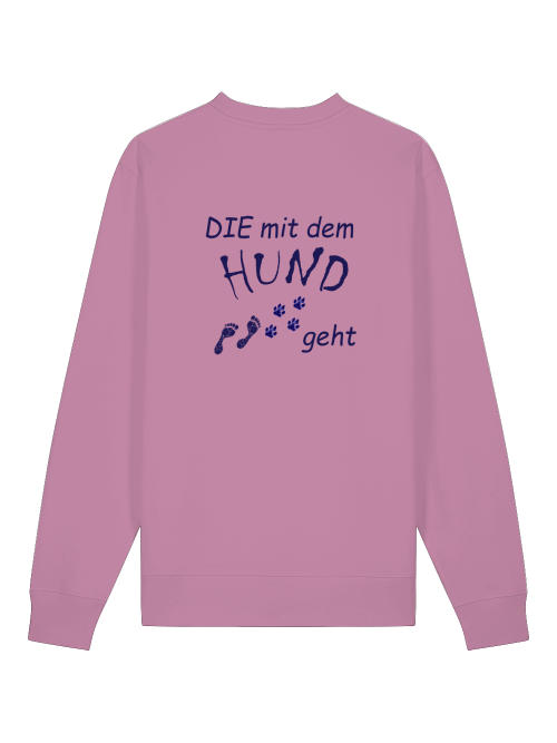Rosa Sweatshirt mit Hundemotiv für Frauen von Milkis Way mit Aufdruck Die mit dem Hund geht