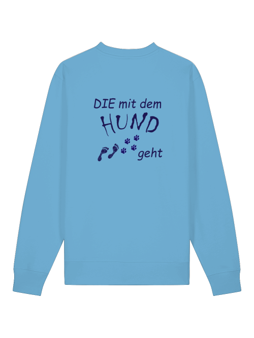 Milkis Way Sweatshirt mit Hundemotiv für Frauen in Hellblau mit lustigem Aufdruck und Pfoten