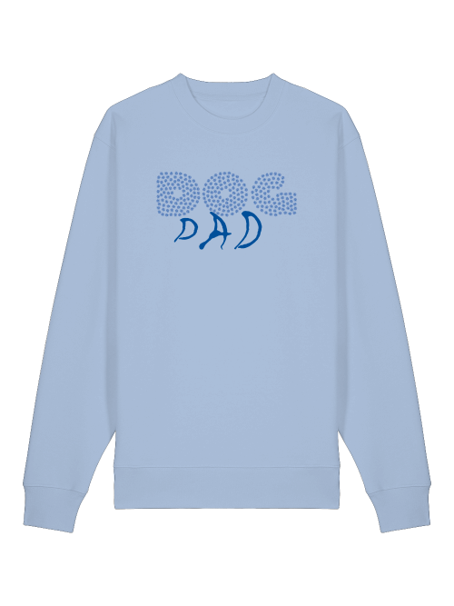 Hellblaues Sweatshirt mit Hundepfote Print und Dog Dad Schriftzug von Milkis Way