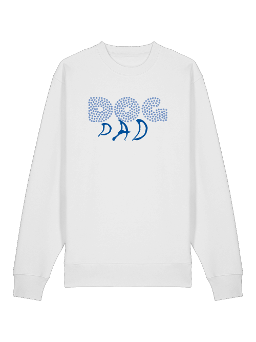 Weißes Sweatshirt mit Hundepfote Print und Dog Dad Schriftzug von Milkis Way