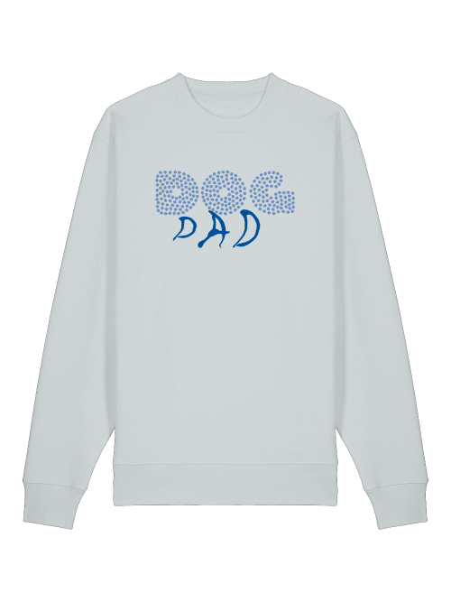 Milkis Way Sweatshirt mit Hundepfote Print in Hellgrau mit Dog Dad Schriftzug in Blau