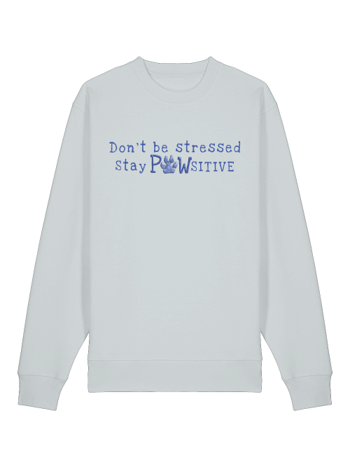 Milkis Way Sweatshirt mit Hundepfotenprint und positivem Spruch in hellgrau