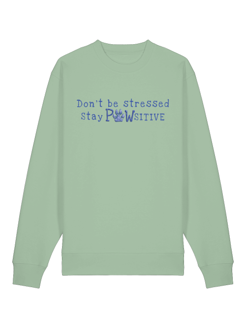 Milkis Way grünes Sweatshirt mit Hundepfotenprint und positivem Schriftzug auf der Vorderseite