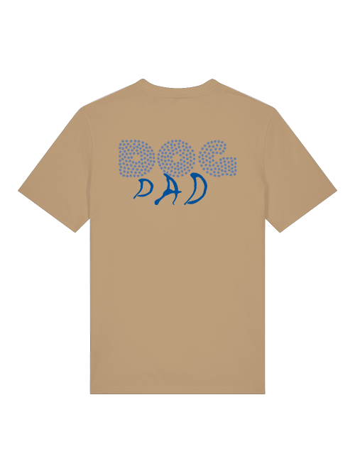 Milkis Way Unisex Dog Dad Shirt in Beige mit blauem Dog Dad Schriftzug auf der Rückseite