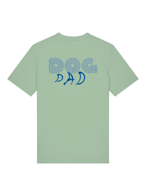 Unisex Dog Dad Shirt mit blauer Dog Dad Schrift auf hellgrünem Milkis Way T-Shirt