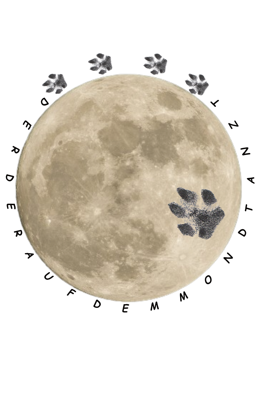 Unisex Hoodie Bio-Baumwolle Hundepfote mit Mond und Pfotenabdruck Design von Milkis Way