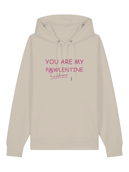 Beiger Unisex Hoodie Geschenk für Hundefreunde mit Aufdruck You Are My Pawlentine von Milkis Way