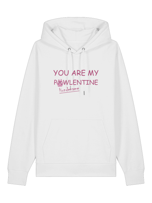 Milkis Way weißer Unisex Hoodie Geschenk für Hundefreunde mit PAWLENTINE Design