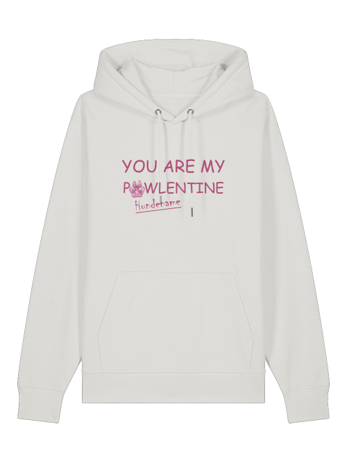 Weißer Unisex Hoodie Geschenk für Hundefreunde mit Aufdruck You Are My Pawlentine von Milkis Way
