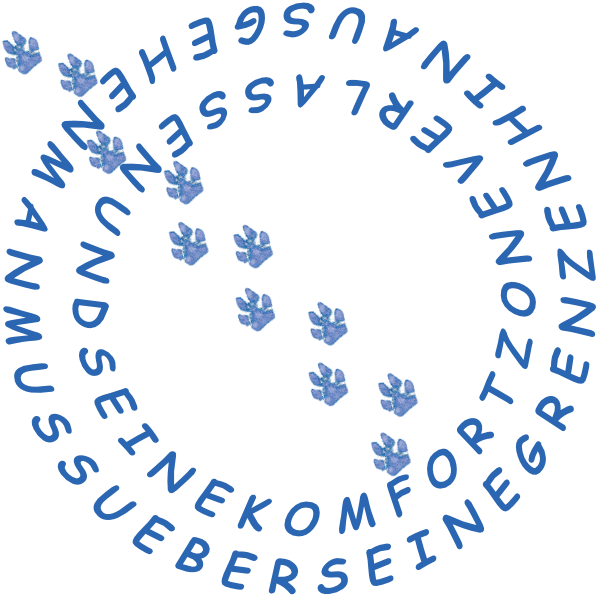 Unisex Hoodie Hundepfote Bio Baumwolle mit blauem Pfotenmuster und kreisförmigem Schriftzug in Blau