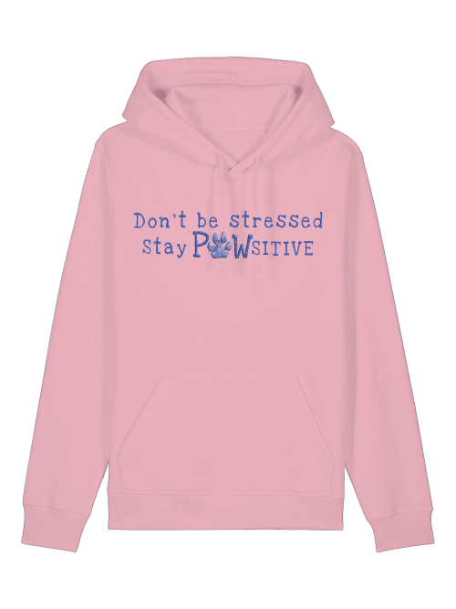 Unisex Hoodie Hundepfote in Rosa mit positivem Spruch und Pfoten-Design von Milkis Way