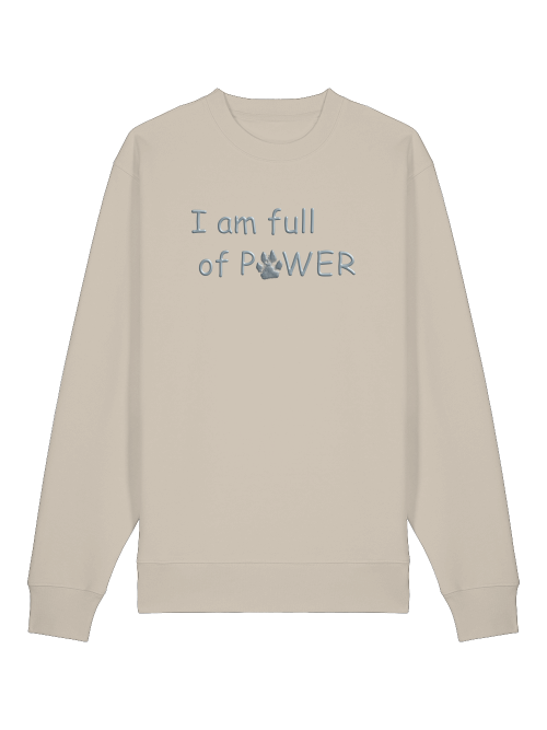 Unisex Pullover mit Hundepfote als Schriftzug und beigem Design von Milkis Way