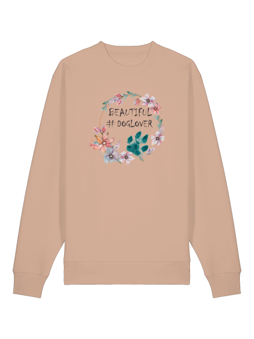 Milkis Way Unisex Sweatshirt für Hundeliebhaber mit floralem Design und Schriftzug Beautiful Doglover