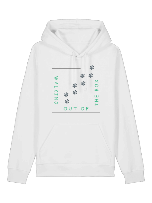 Bequemer Hundeliebhaber Hoodie für Damen und Herren in Weiß mit Pfotenabdruck-Design von Milkis Way