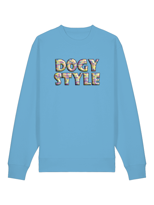 Blauer bequemer Hundeliebhaber Sweater Geschenk von Milkis Way mit Dogy Style Aufdruck