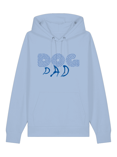 Milkis Way Bio-Baumwolle Hoodie blau mit Dog Dad Schriftzug und Kapuze