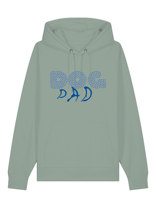 Milkis Way Bio-Baumwolle Hoodie grün mit Dog Dad Aufdruck und Kängurutasche