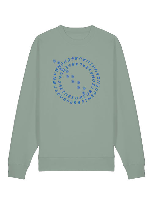 Milkis Way Bio Baumwolle Sweatshirt Hundeliebhaber in grün mit blauem Spiraltextdruck