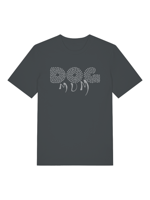 Milkis Way Bio Baumwolle T-Shirt Hundemama in Dunkelgrau mit stylischem Hundemotiv